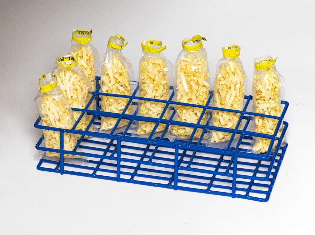 18 - 4 oz. VIALS or 18 - Specimen Bag Rack (SKU: 4183) - RACK'EM SAFETY
