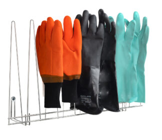 Glove Rack, Stainless Steel, Holds 4 Pairs, 14"H x 22"W x 5.25"D (SKU: 2054-STNLS)