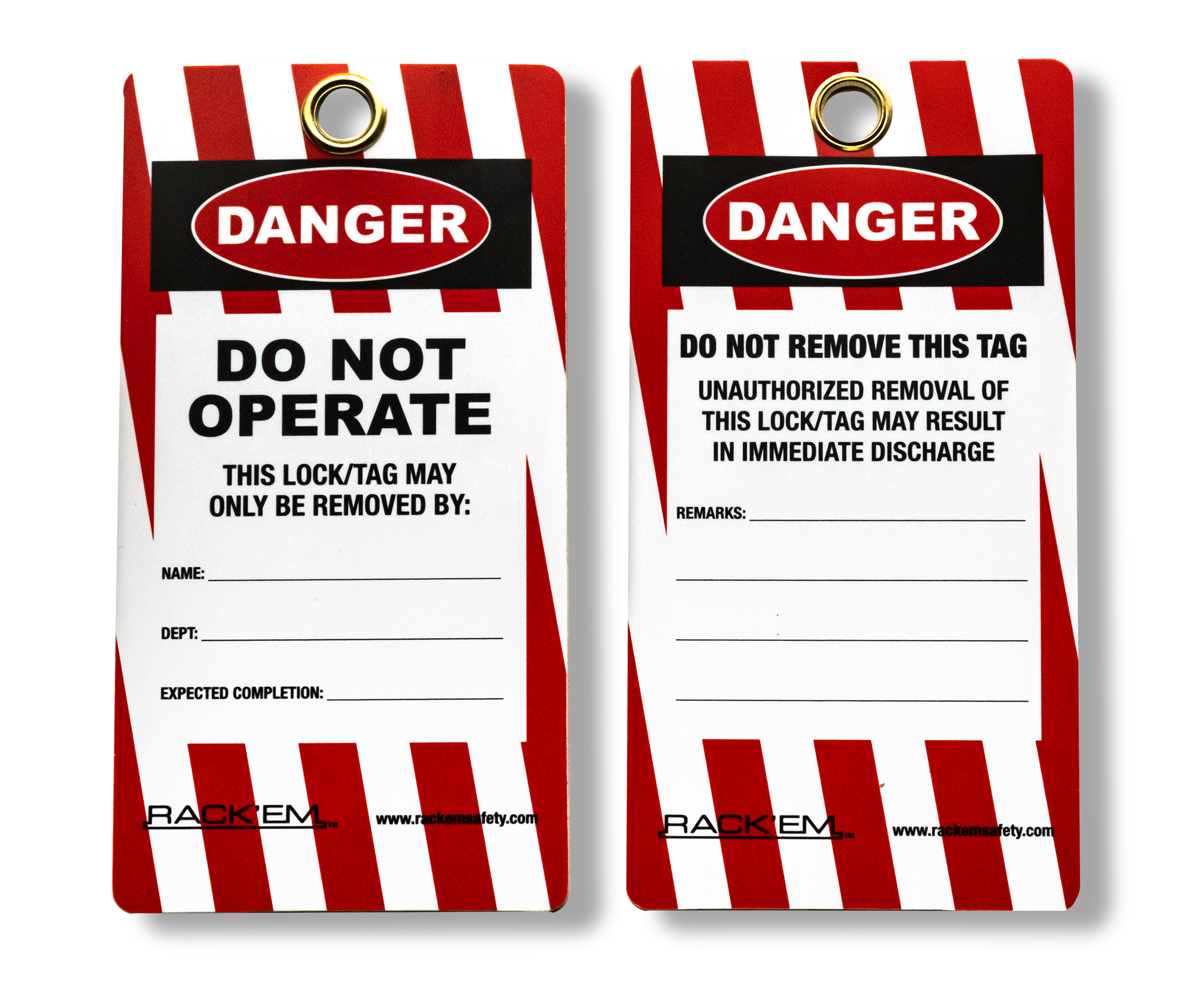 100 pk. English Lock Out Tag - "Danger - Do Not Operate" Plastic w/Grommet, 5.75" x 3" SKU# 5709-100